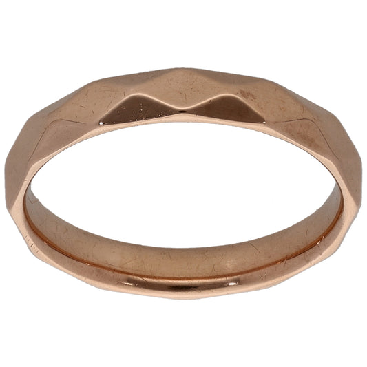 9ct Rose Gold Patterned Wedding Ring Size M