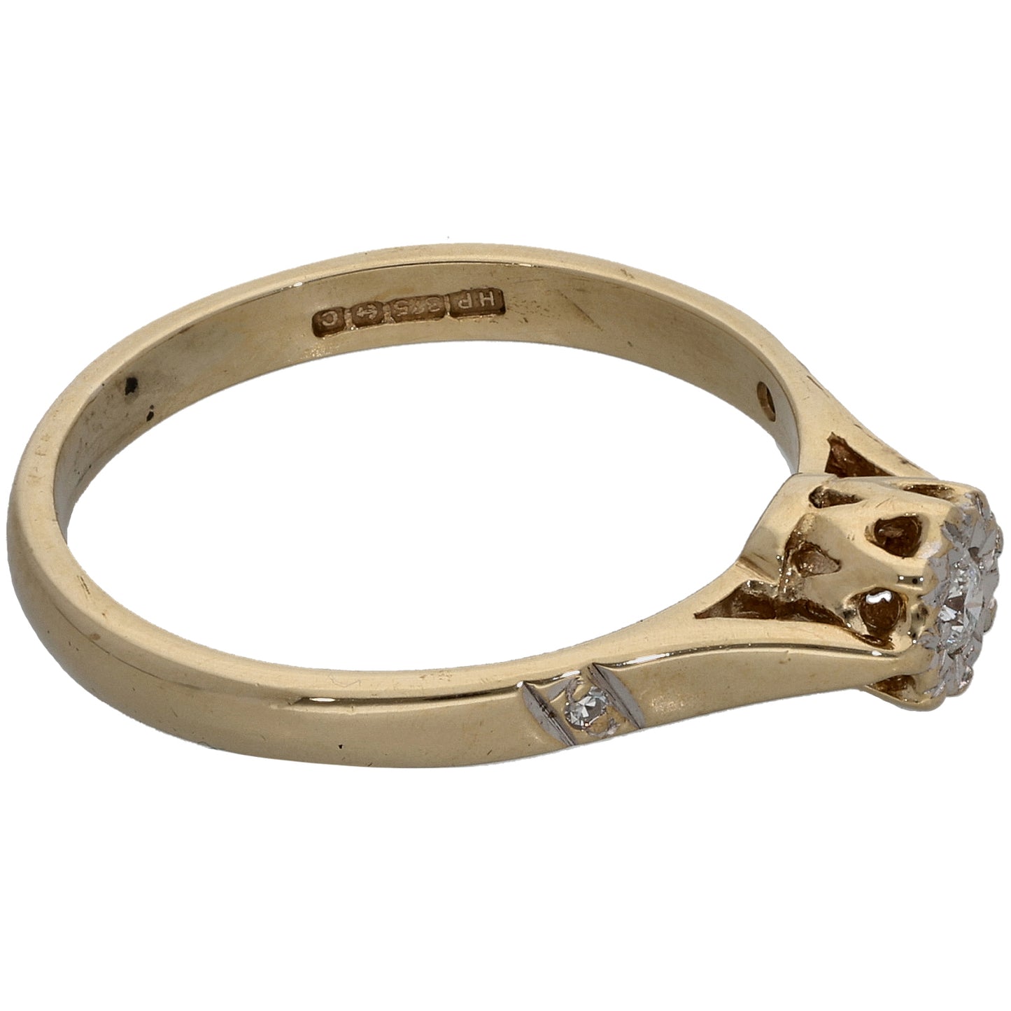 9ct Gold 0.05ct Diamond Solitaire Ring Size L