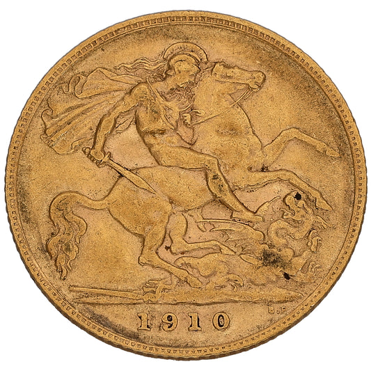 22ct Gold King Edward VII Half Sovereign Coin 1910