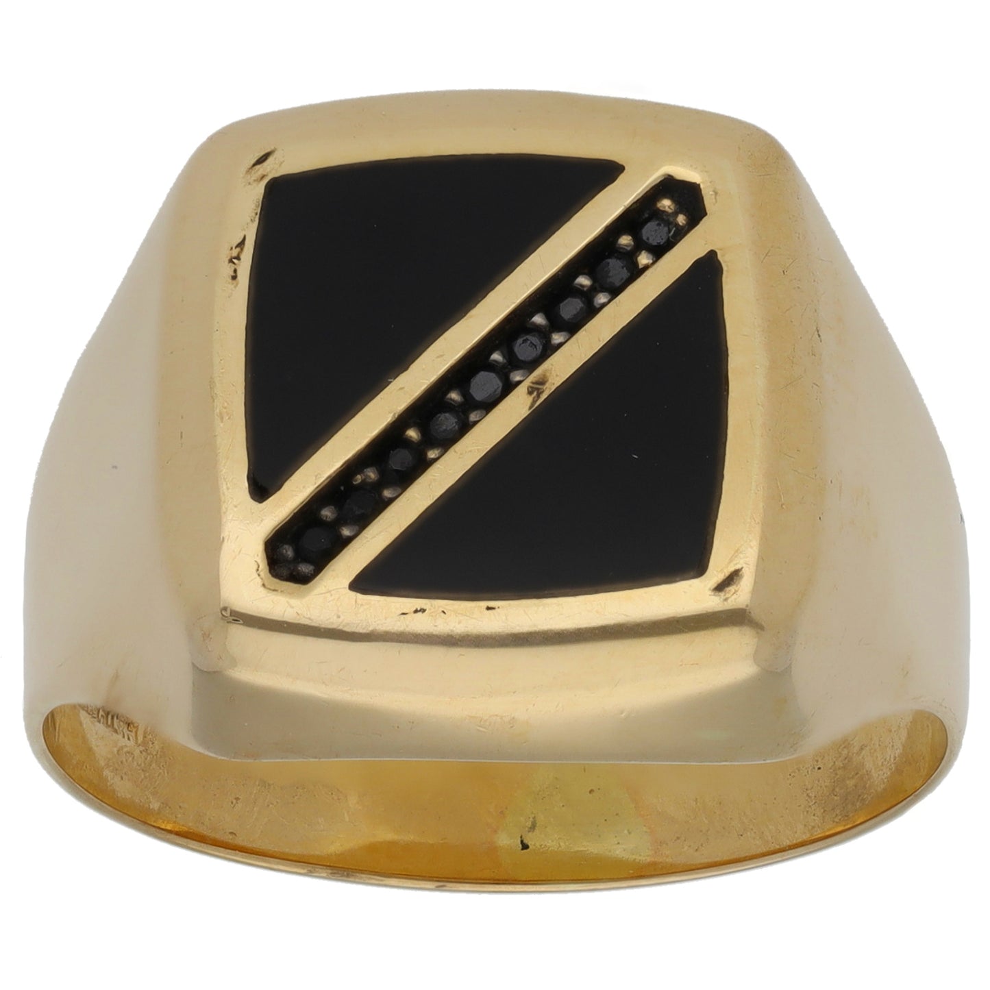 14ct Gold Imitation Gems Signet Ring Size U