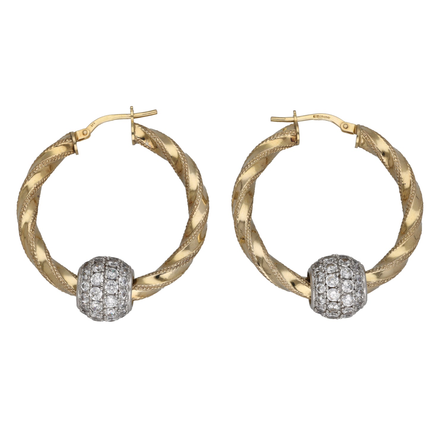 9ct Gold Cubic Zirconia Hoop Earrings