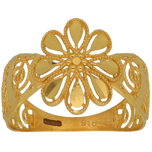 New 22ct Gold Flower Band Ring