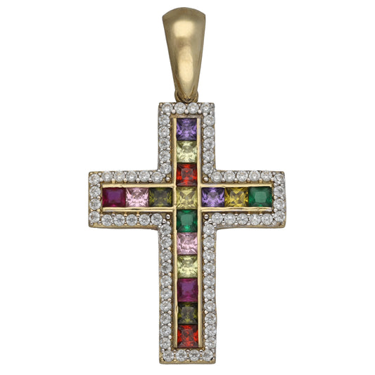 14ct Gold Imitation Gems Cross Pendant