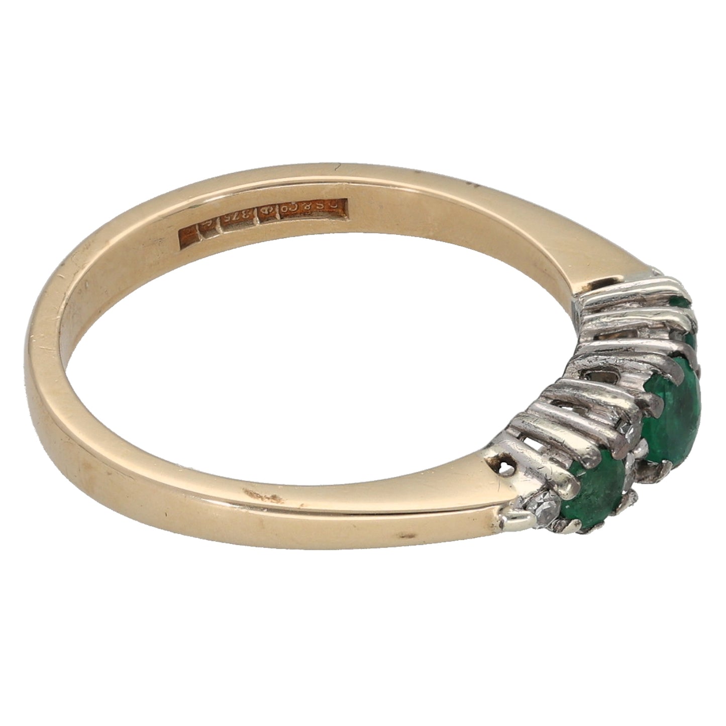 9ct Gold Emerald & 0.12ct Diamond Dress/Cocktail Ring Size N