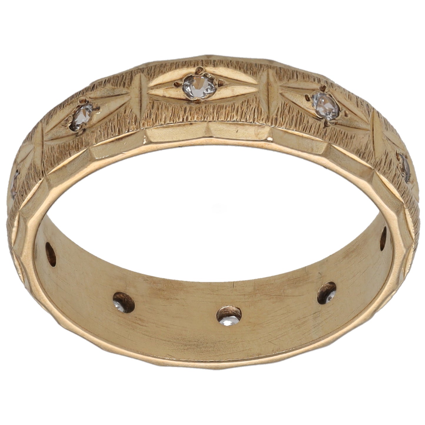 9ct Gold Cubic Zirconia Shaped Wedding Ring Size Q