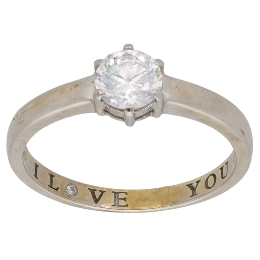 9ct White Gold Cubic Zirconia Single Stone Ring Size S