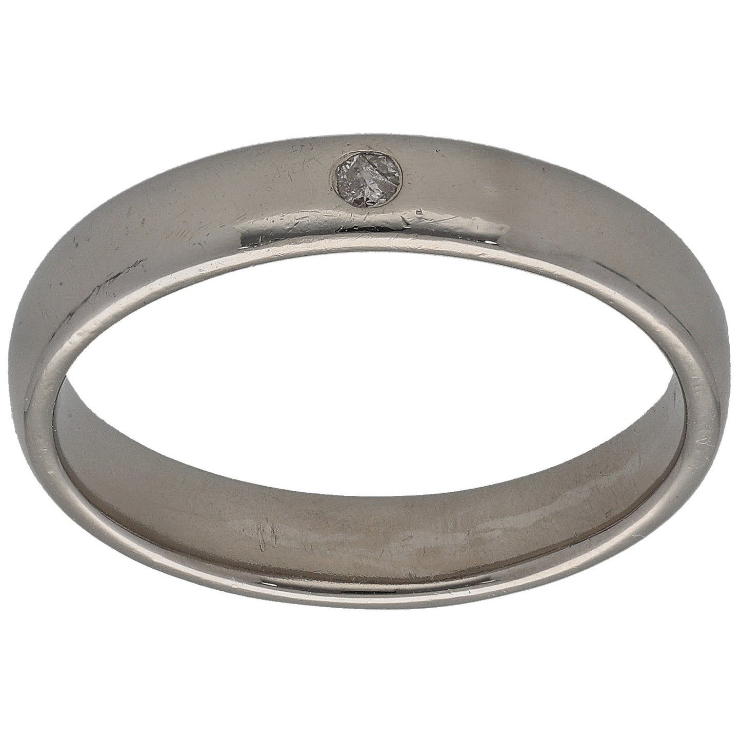Platinum 0.02ct Diamond Plain Single Stone Wedding Ring Size T