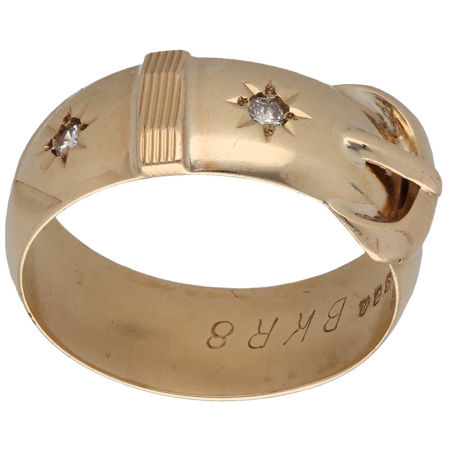 9ct Gold 0.06ct Diamond Buckle Ring Size S