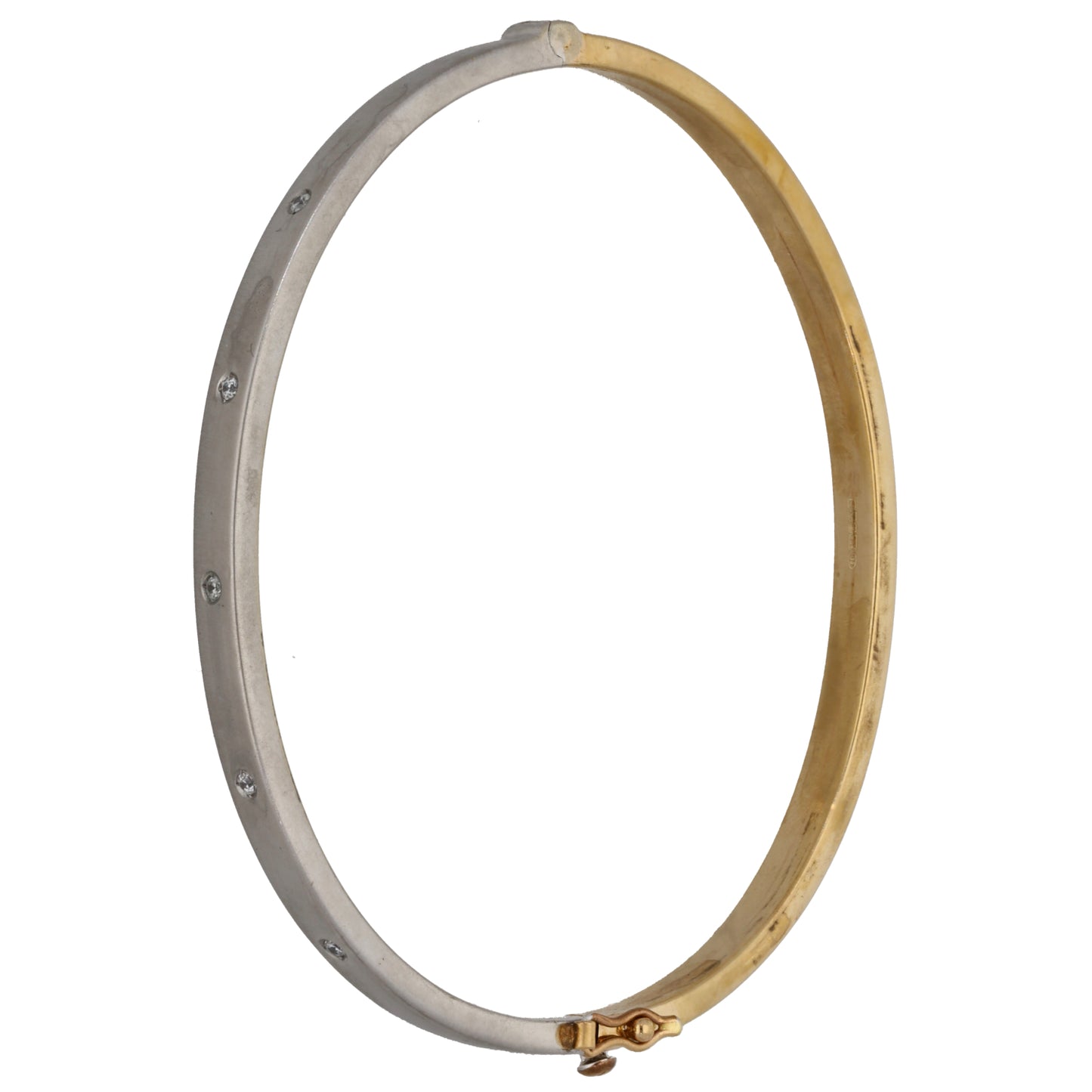 9ct Bicolour Gold Cubic Zirconia Hinged/Clasp Bangle