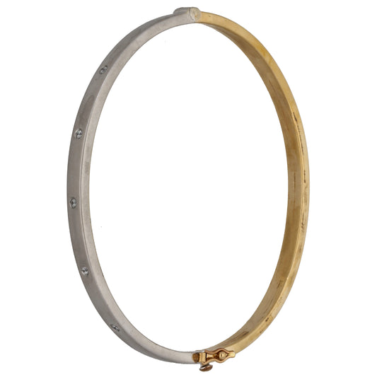 9ct Bicolour Gold Cubic Zirconia Hinged/Clasp Bangle