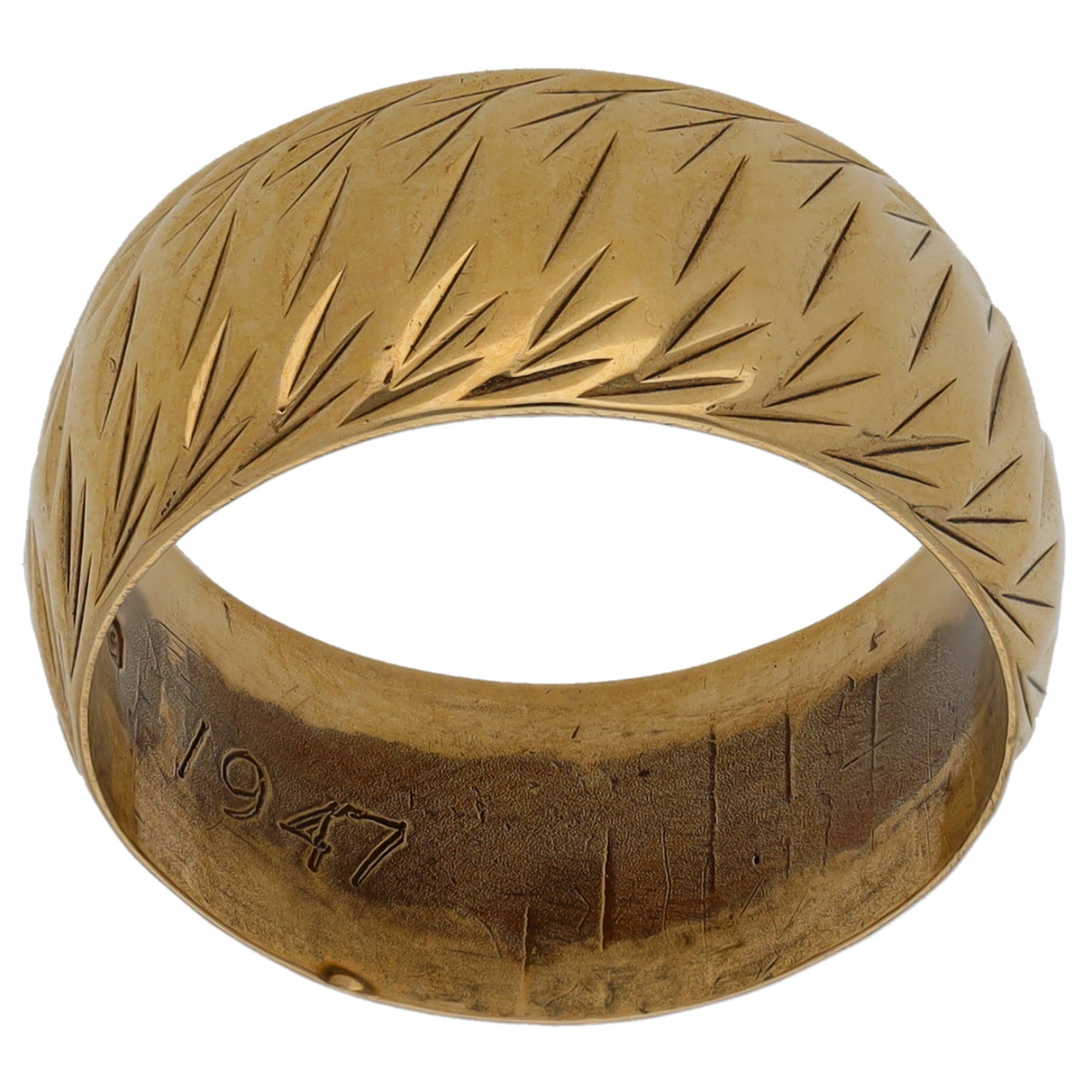 9ct Gold Patterned Wedding Ring Size N