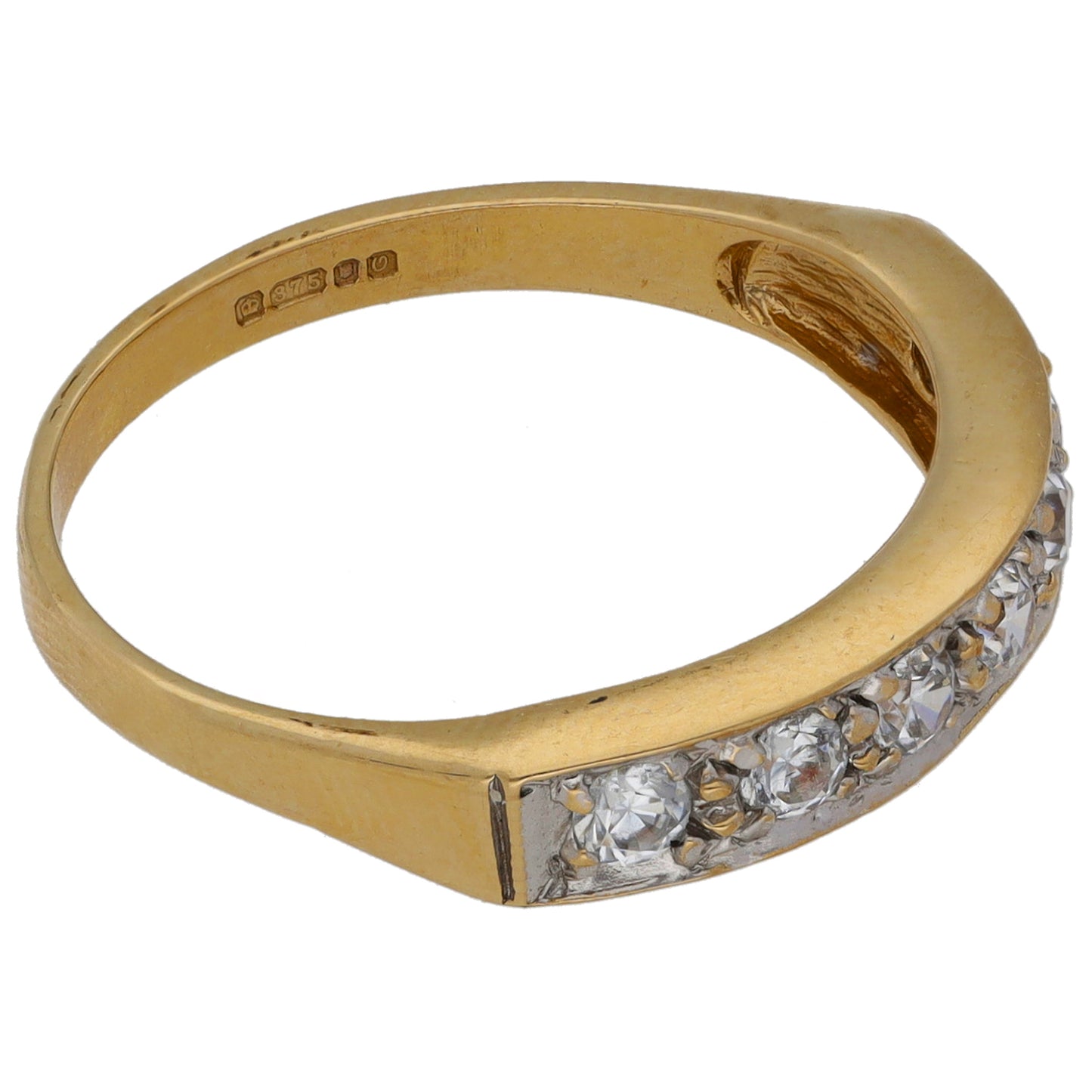 9ct Gold Cubic Zirconia Half Eternity Ring Size Q