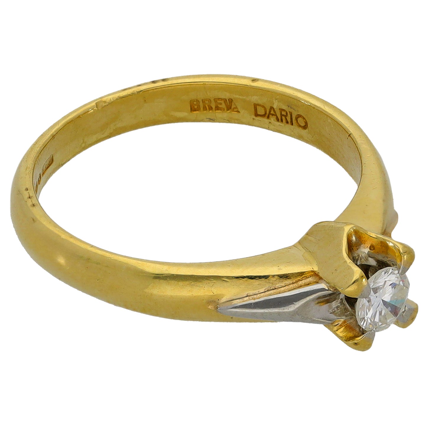 18ct Bicolour Gold 0.18ct Diamond Solitaire Ring Size M