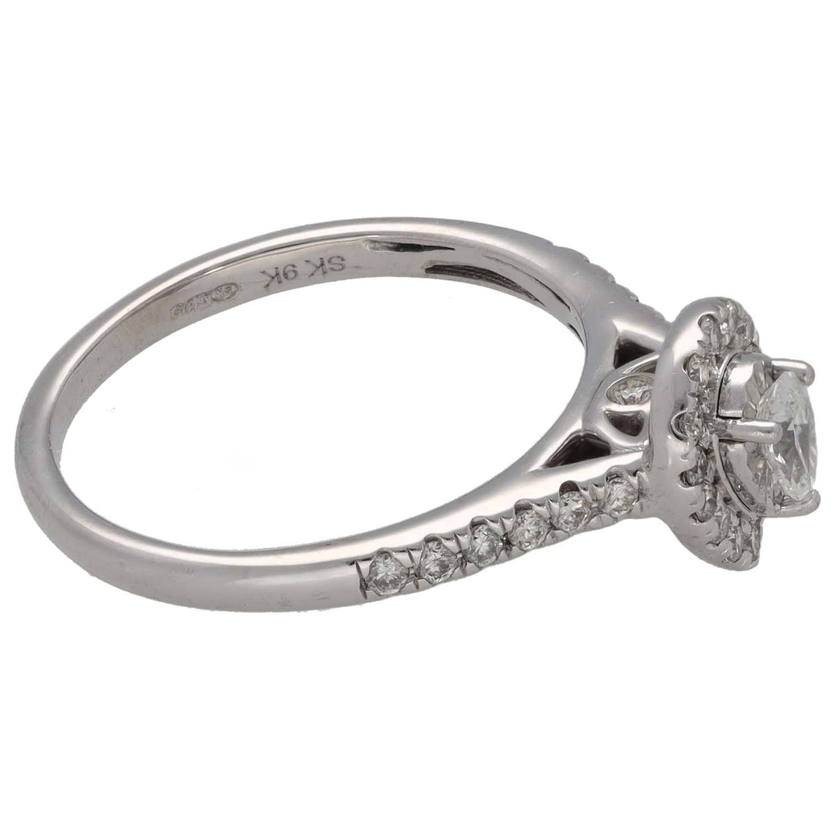 9ct White Gold 0.50ct Diamond Dress/Cocktail Ring Size N