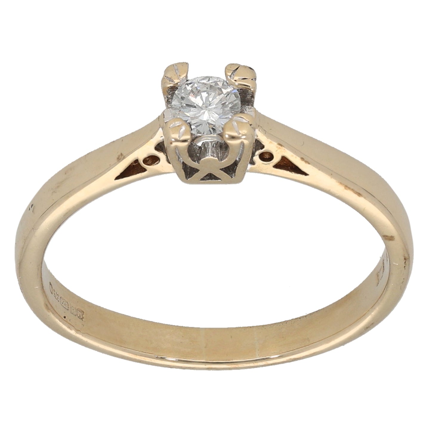 9ct Gold 0.15ct Diamond Solitaire Ring Size N