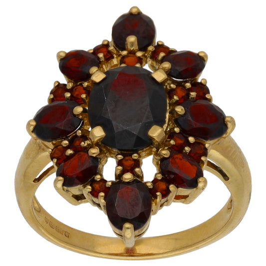 9ct Gold Garnet Dress/Cocktail Ring Size P