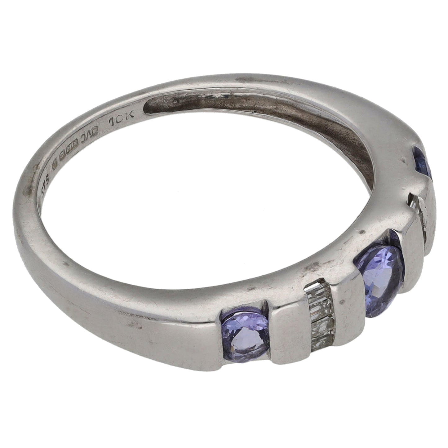9ct Gold 0.16ct Diamond & Tanzanite Half Eternity Ring Size N