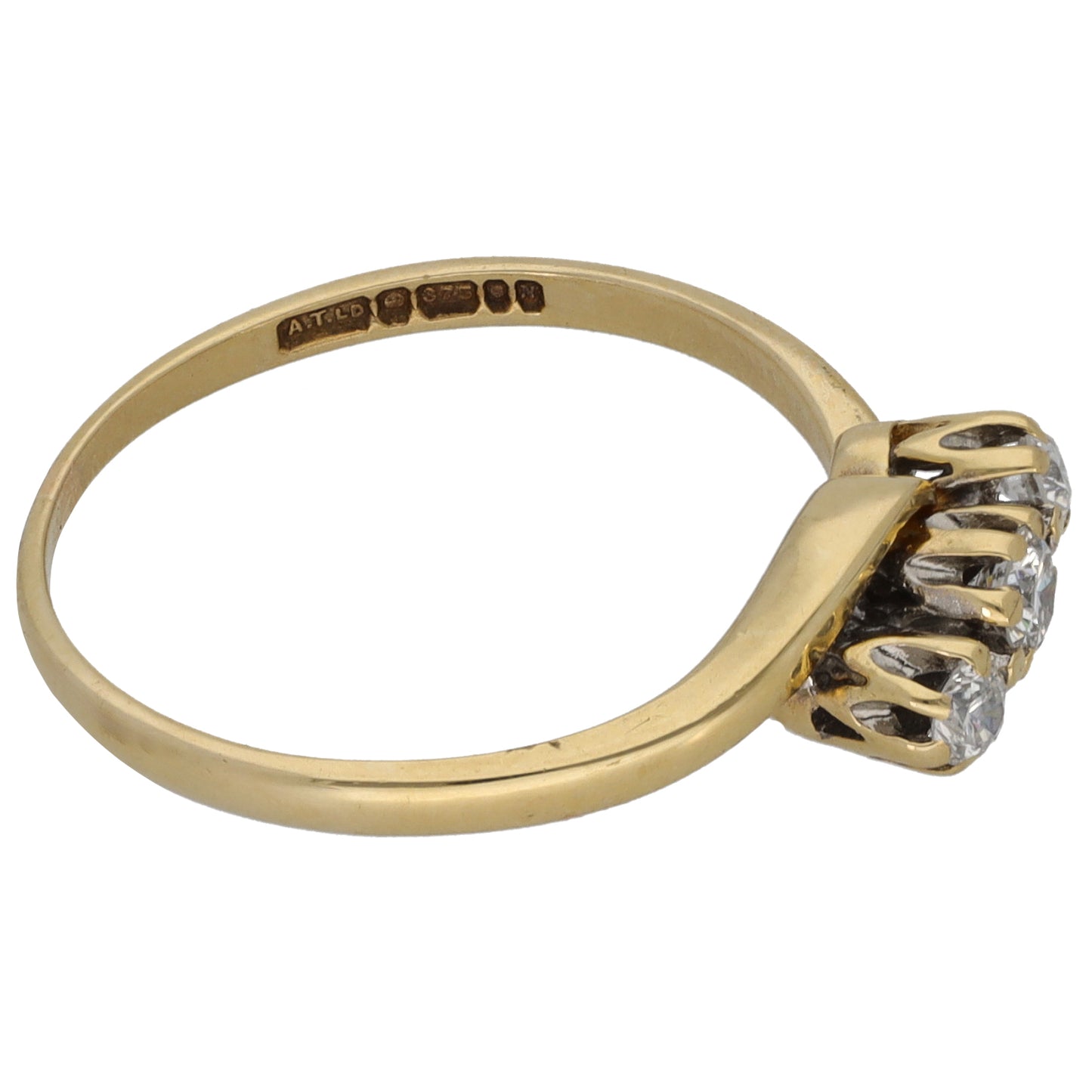9ct Gold 0.20ct Diamond Trilogy Ring Size N