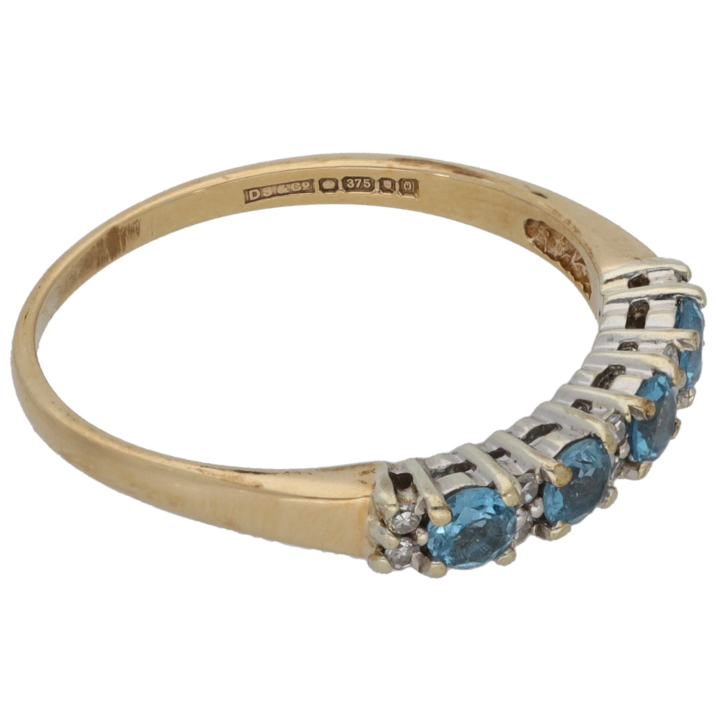 9ct Gold Topaz & 0.05ct Diamond Half Eternity Ring Size R
