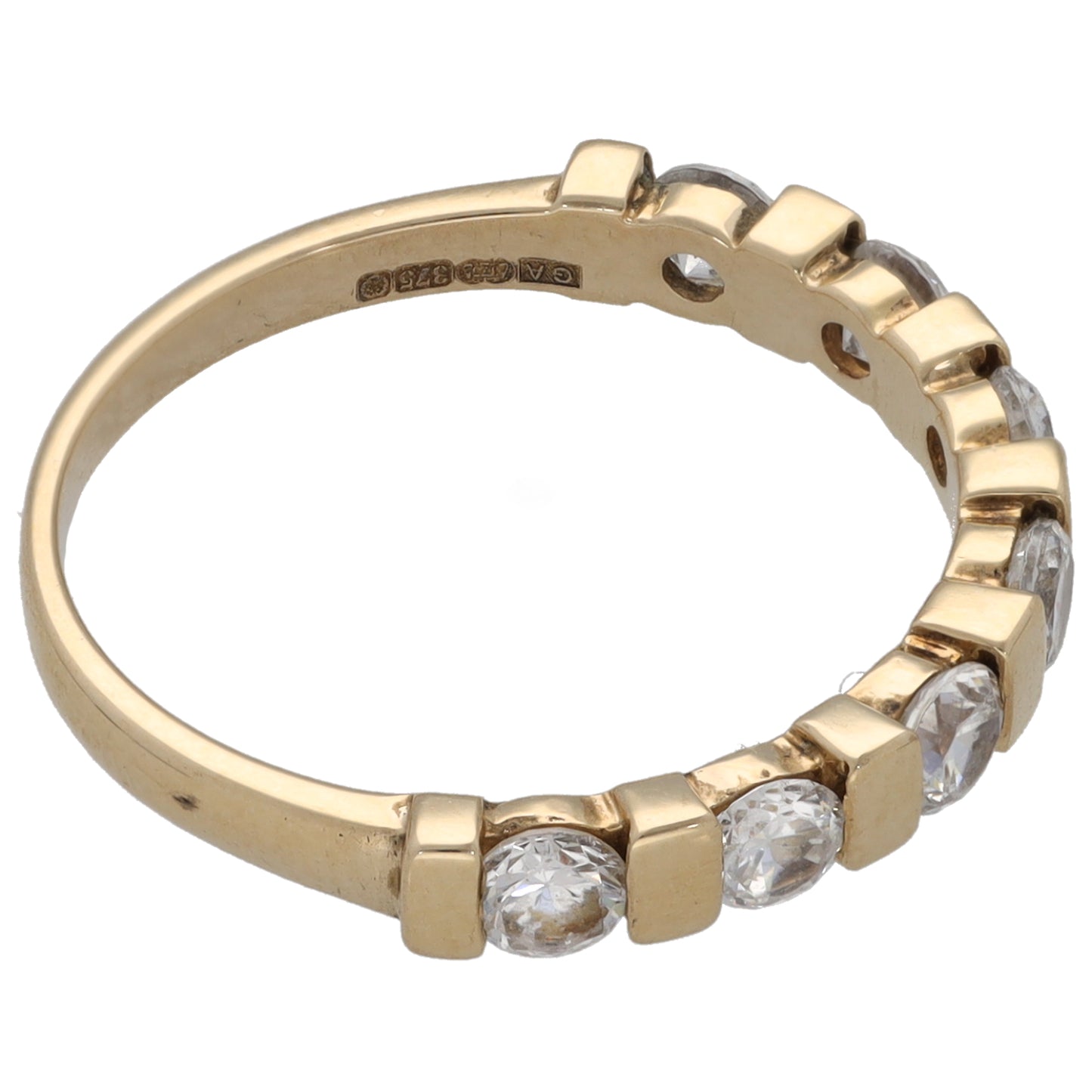 9ct Gold Cubic Zirconia Half Eternity Ring Size L