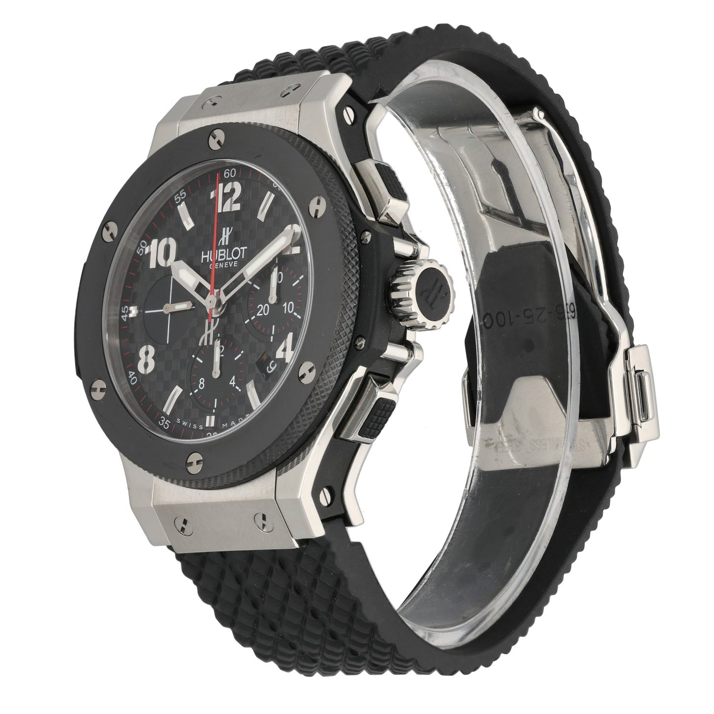 Hublot Big Bang 301.SB.131.RX, steel and ceramic watch with crown andrubber strap