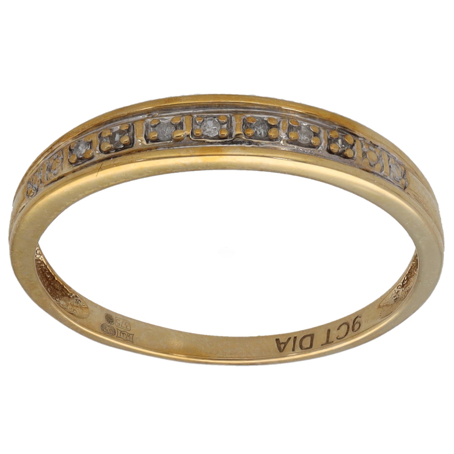 9ct Gold 0.035ct Diamond Half Eternity Ring Size P