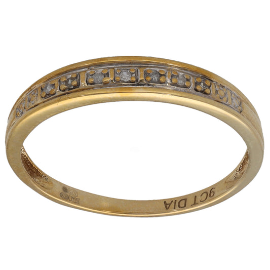 9ct Gold 0.035ct Diamond Half Eternity Ring Size P