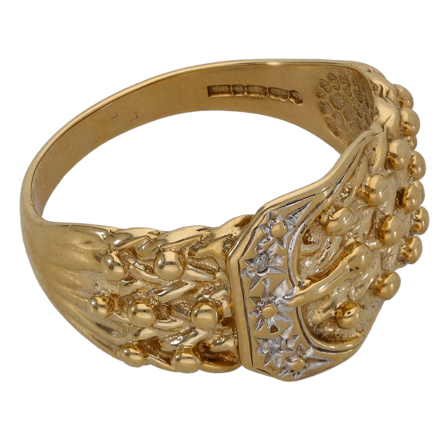 9ct Bicolour Gold 0.01ct Diamond Buckle Ring Size R