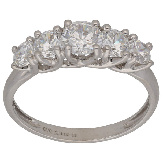 14ct White Gold Cubic Zirconia Half Eternity Ring Size N
