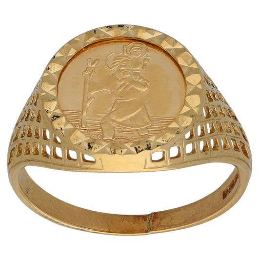 9ct Gold St Christopher Ring Size L