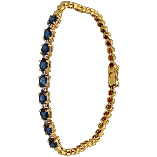 18ct Gold Sapphire & 0.08ct Diamond Fancy Stone Set Bracelet