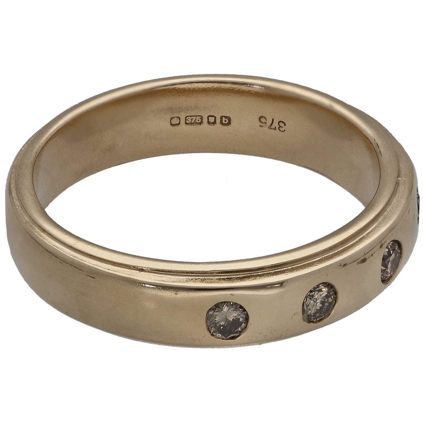9ct Gold 0.25ct Diamond Plain Wedding Ring Size O