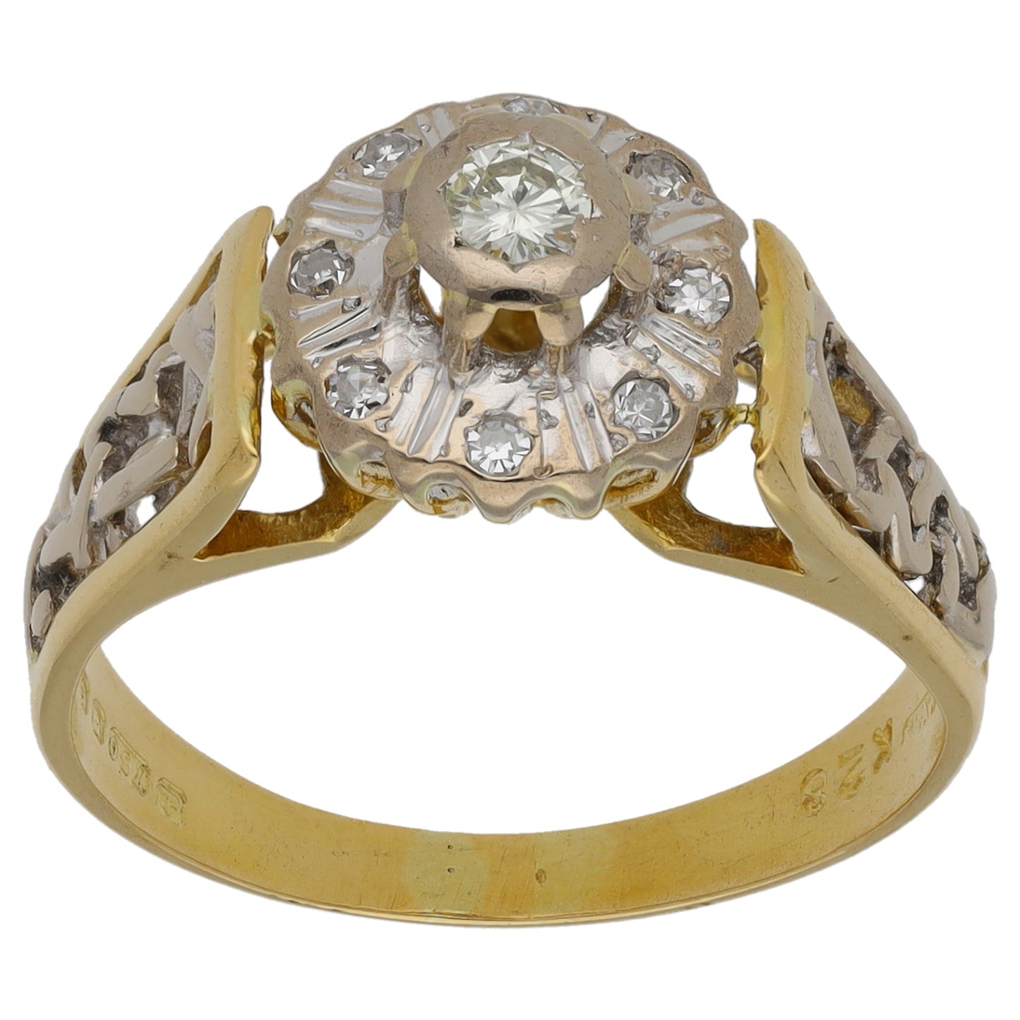 9ct Bicolour Gold 0.26ct Diamond Cluster Ring Size N