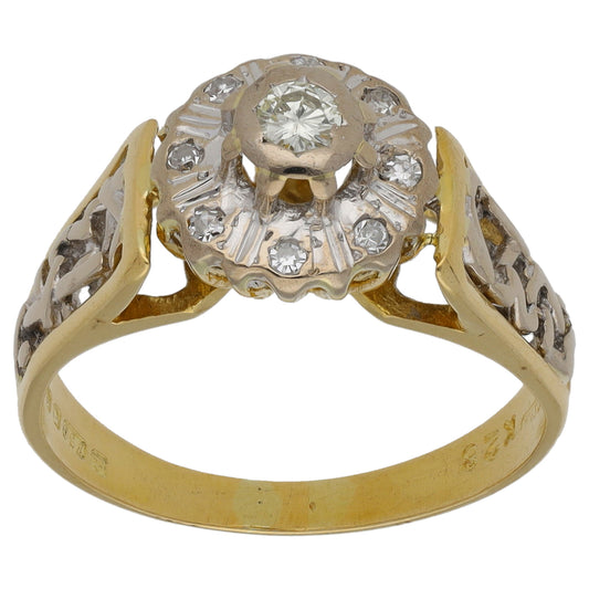 9ct Bicolour Gold 0.26ct Diamond Cluster Ring Size N