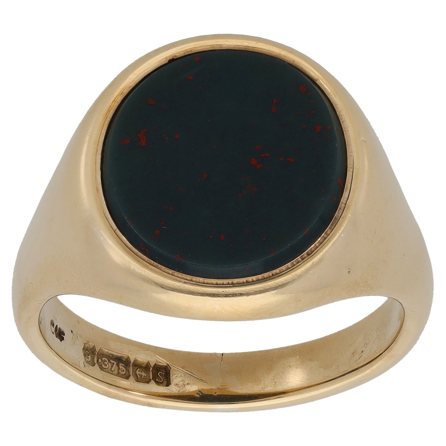 9ct Gold Bloodstone Signet Ring Size R