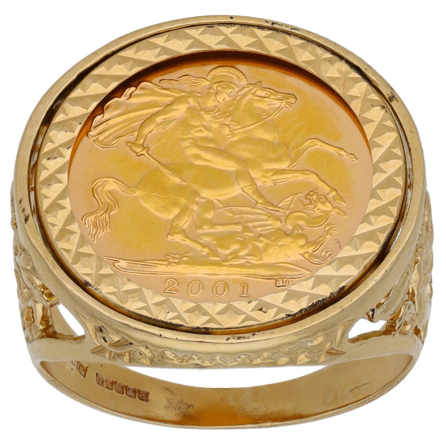9ct Gold Half Sovereign Coin Ring Size S
