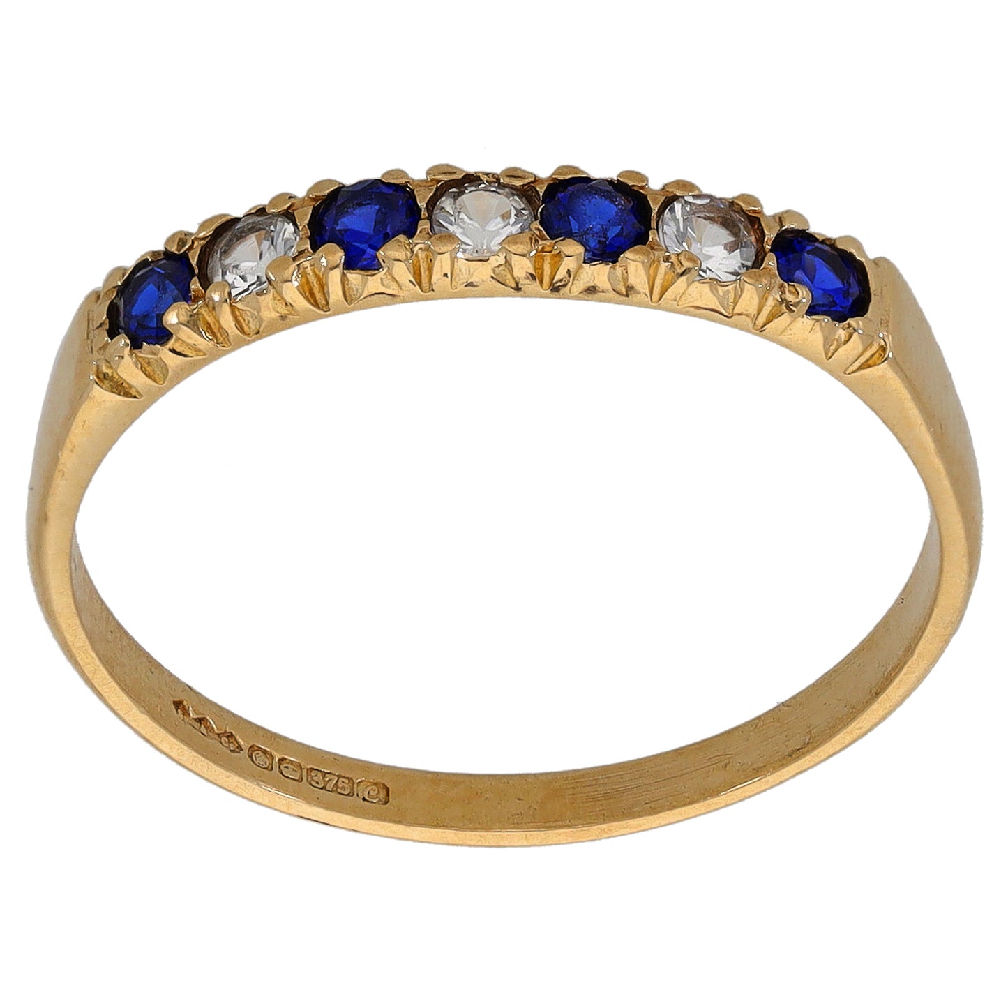 9ct Gold Imitation Gems Half Eternity Ring Size R