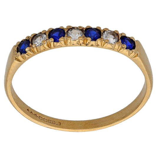 9ct Gold Imitation Gems Half Eternity Ring Size R