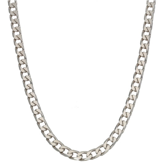 Sterling silver curb chain necklace with linked oval links, 20 in length