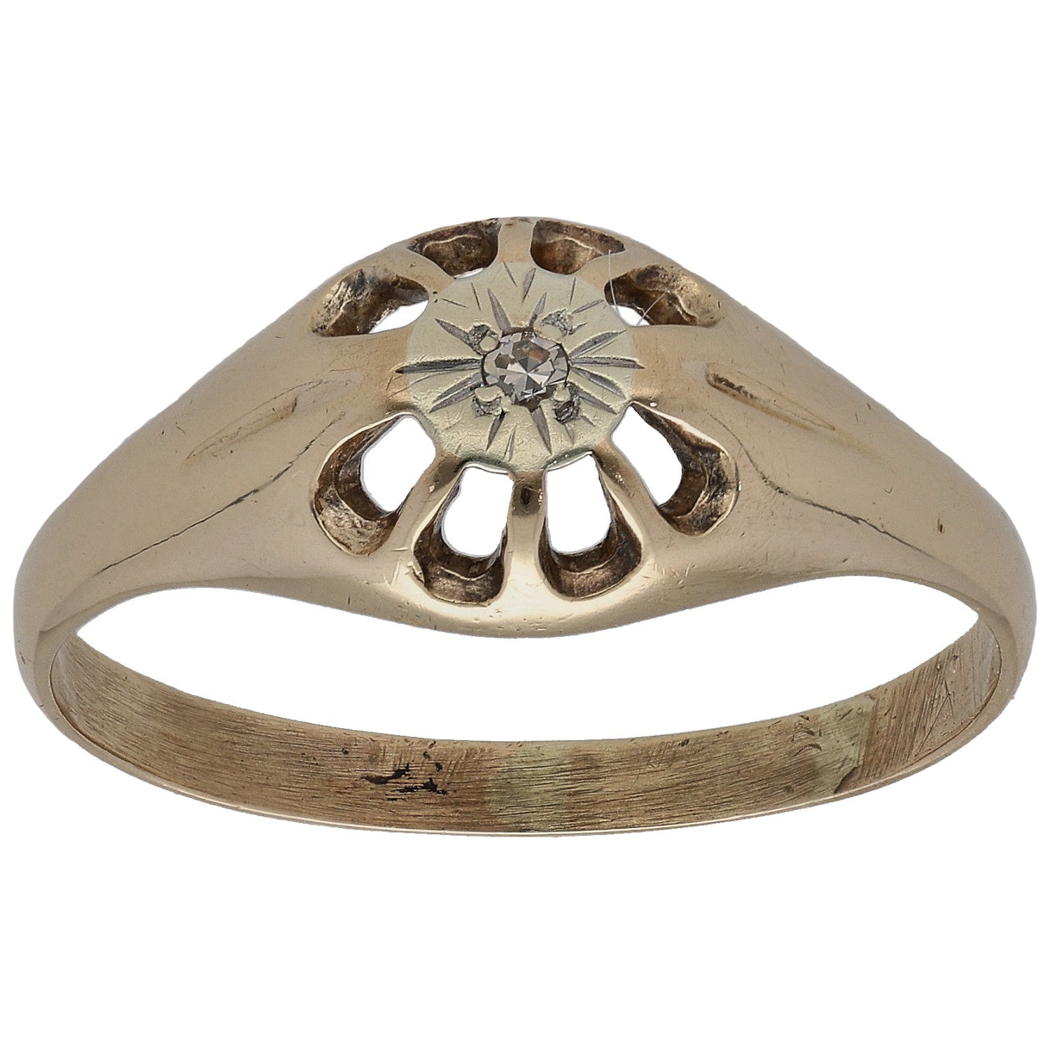 9ct gold round diamond solitaire ring with single prong-set round stone
