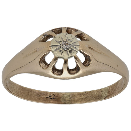 9ct Gold 0.025ct Diamond Solitaire Ring Size Y
