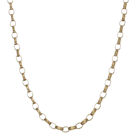 9ct gold belcher chain necklace, oval links with clasp loop