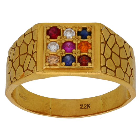 22ct Gold Imitation Gems Patterned Signet Ring Size Z+3