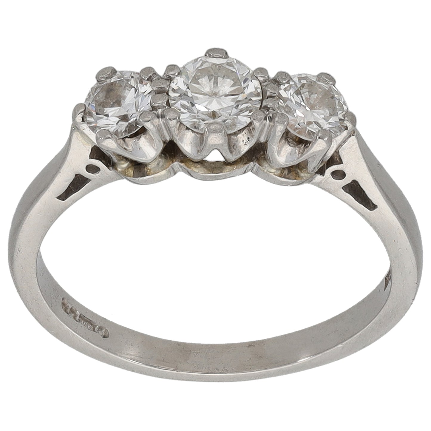 Platinum 0.73ct Diamond Trilogy Ring Size N