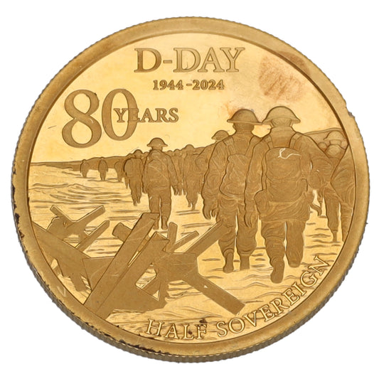 22ct Gold D-Day 80th Anniversary Half Sovereign Coin 2024