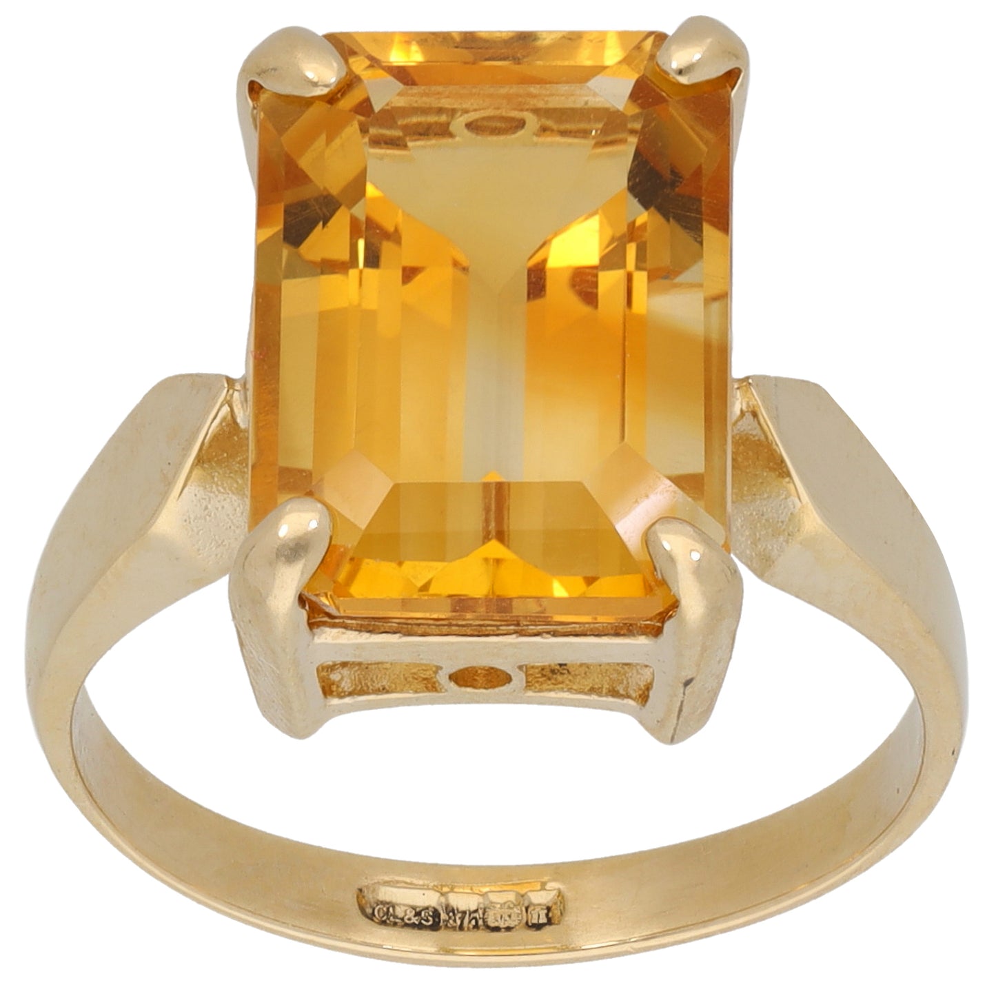 9ct Gold Citrine Single Stone Ring Size P