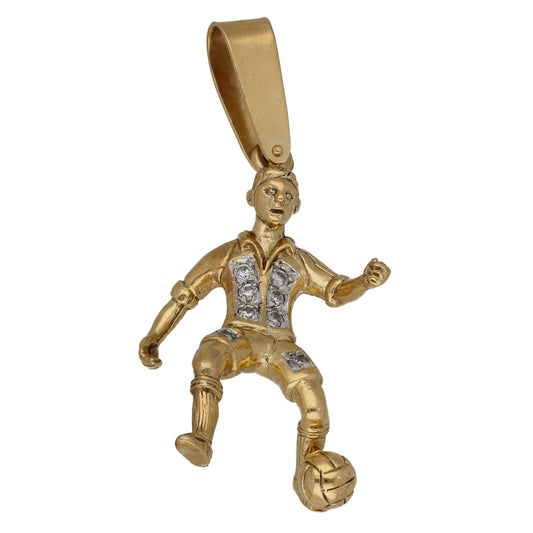 9ct Gold Cubic Zirconia Footballer Pendant