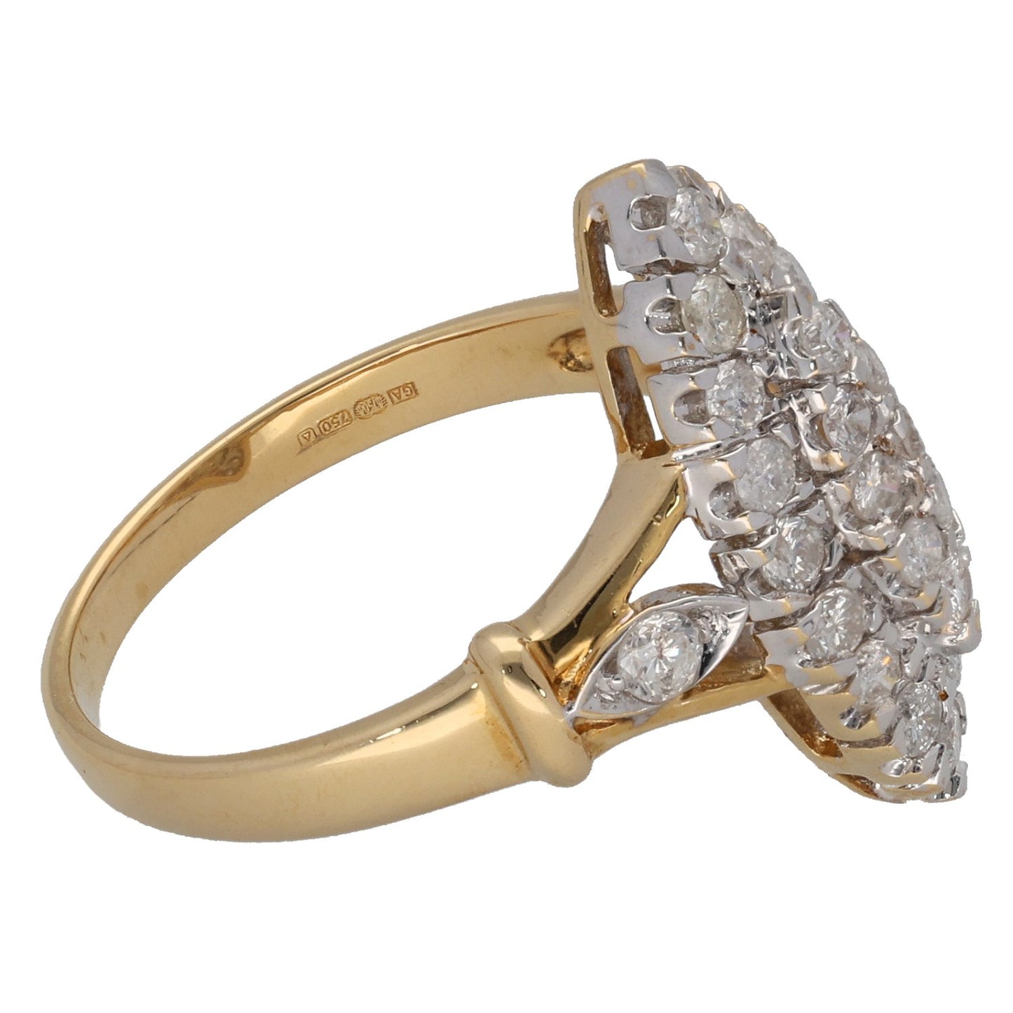 18ct Gold 0.88ct Diamond Dress/Cocktail Ring Size M