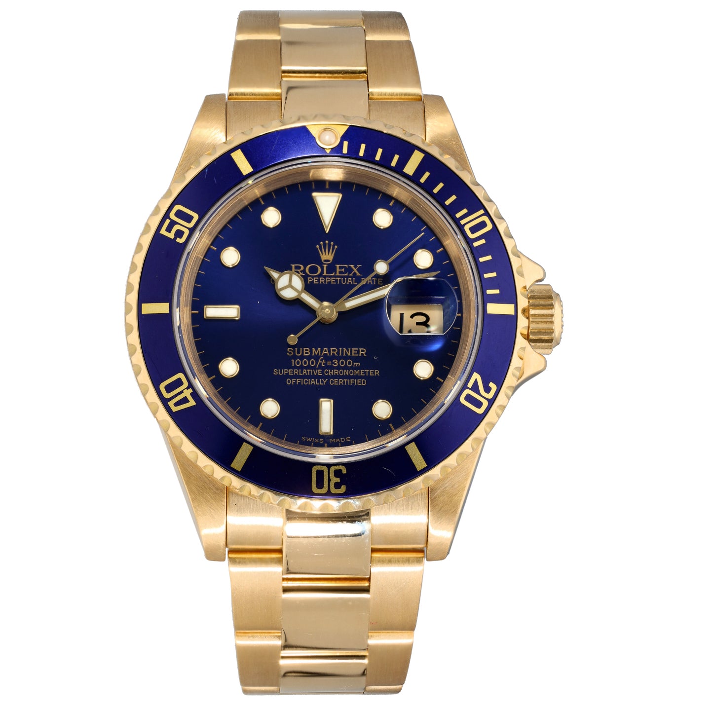 Rolex Submariner 16618 40mm Gold Watch