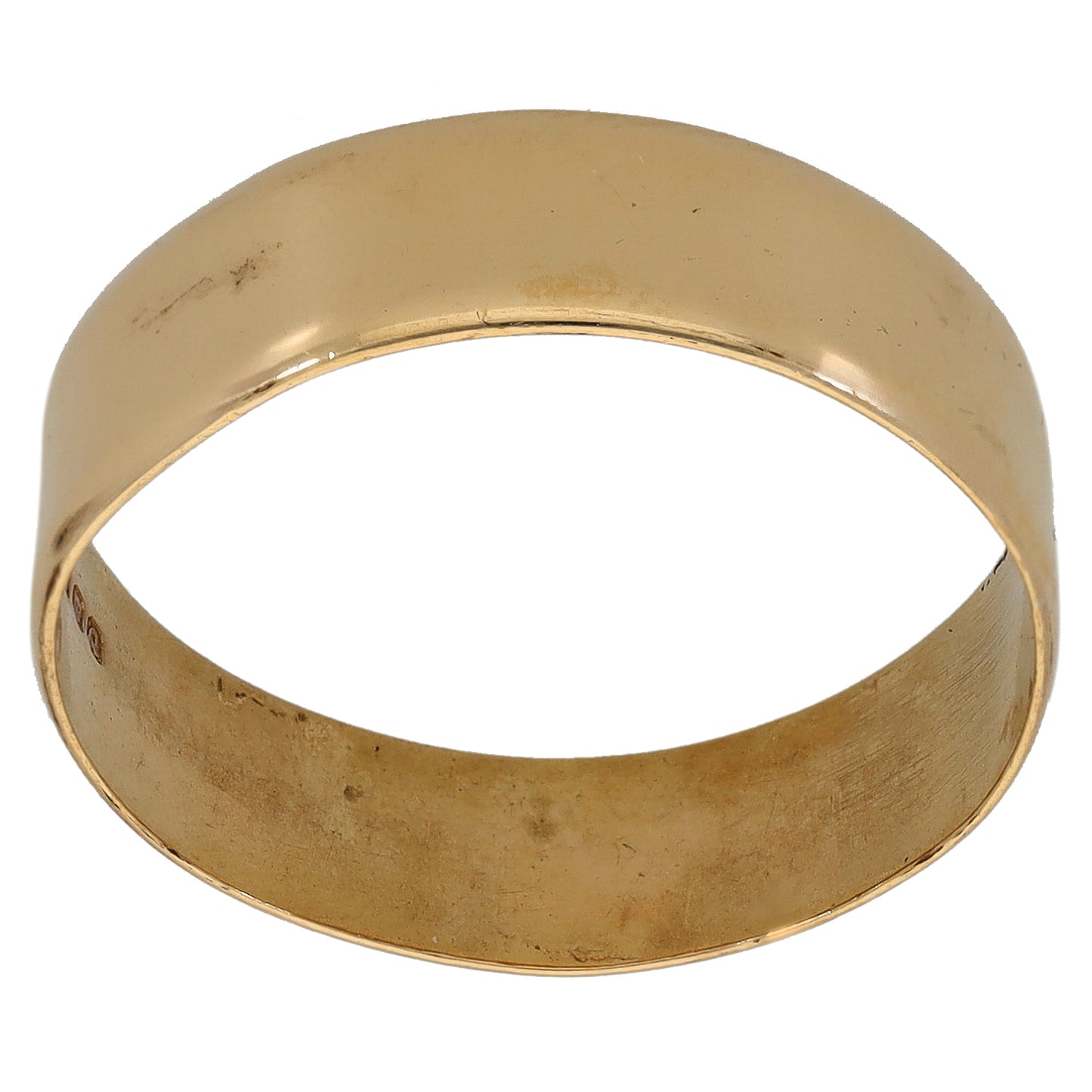 9ct gold plain wedding ring, smooth band, size R